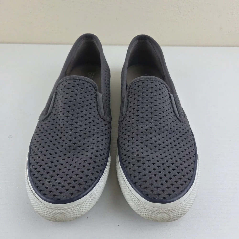 Sperry Women's Seaside Perforated Slip‎ On Sneaker Gray Size 8 M